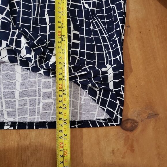 Marble 3/4 Sleeve NWOT Oversized Blue White Print Cold Shoulder Tunic Top - Picture 8 of 12